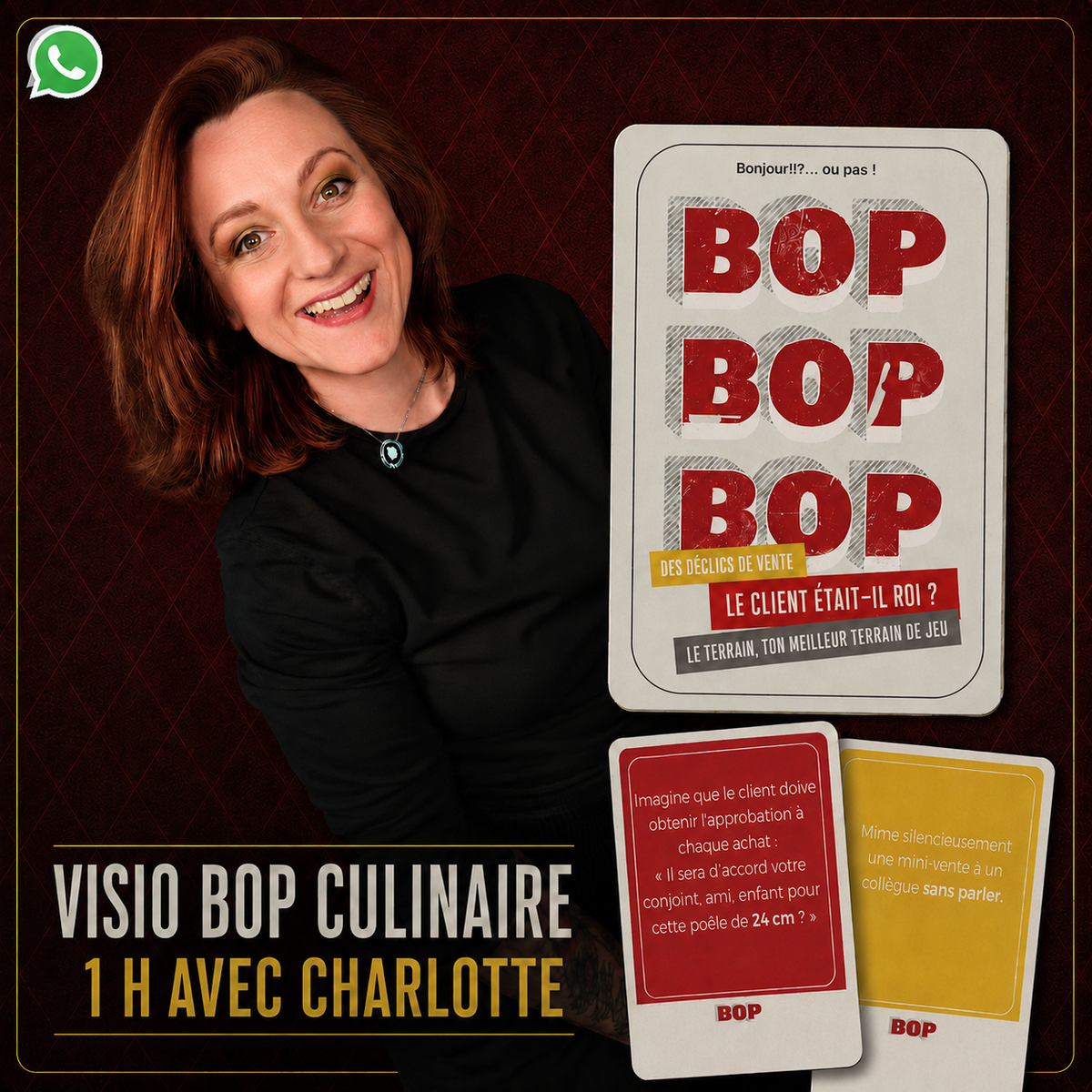 Visio BOP Culinaire — 1 h avec Charlotte via WhatsApp