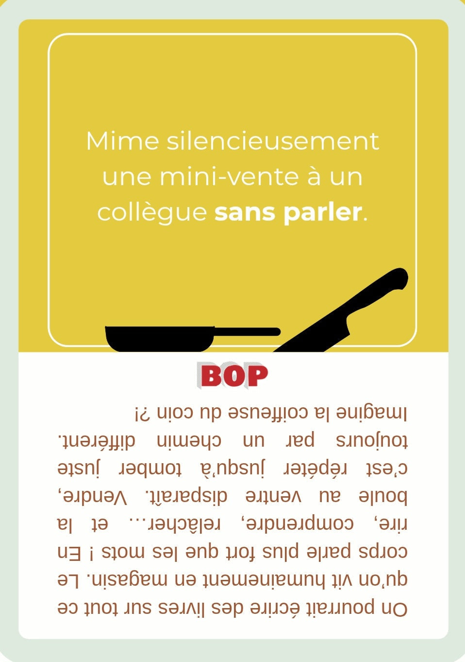 Jeu BOP Culinaire — carte mini-vente