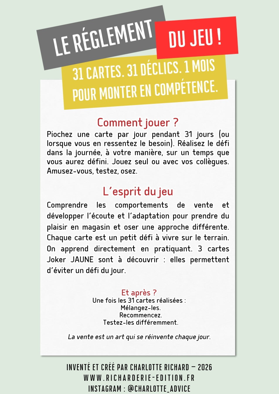 Jeu BOP Culinaire — règlement au dos du paquet