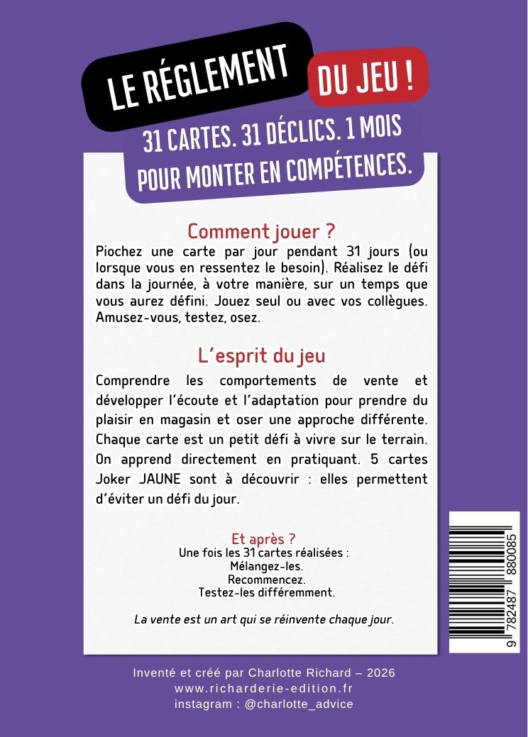 Jeu BOP Général — règlement au dos du paquet