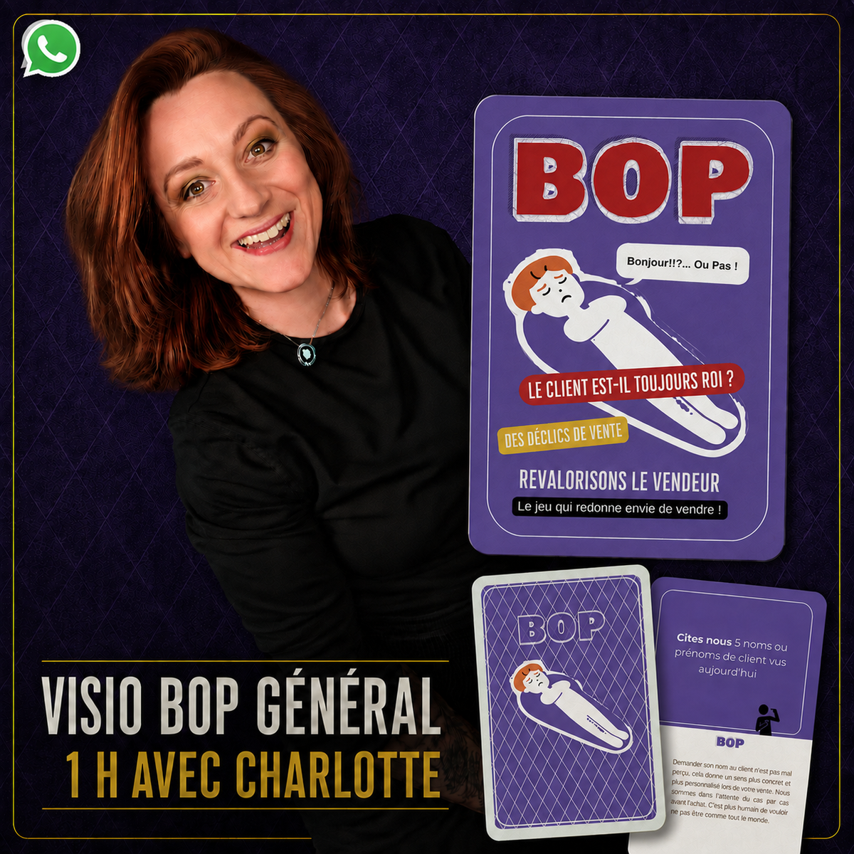 Visio BOP Général — 1 h avec Charlotte via WhatsApp
